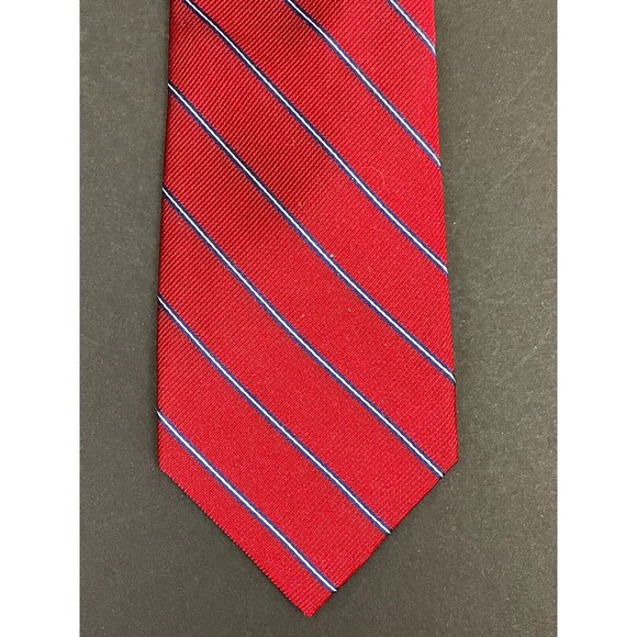 Lauren Ralph Lauren Men's Repp Neck Tie 100% Silk Stripe Red Blue 59.5' x 3" - Picture 2 of 8